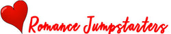 Logo of Romance Jumpstarters. A bright red heart precedes the name, which is also in red and in a font that resembles elegant handwriting.